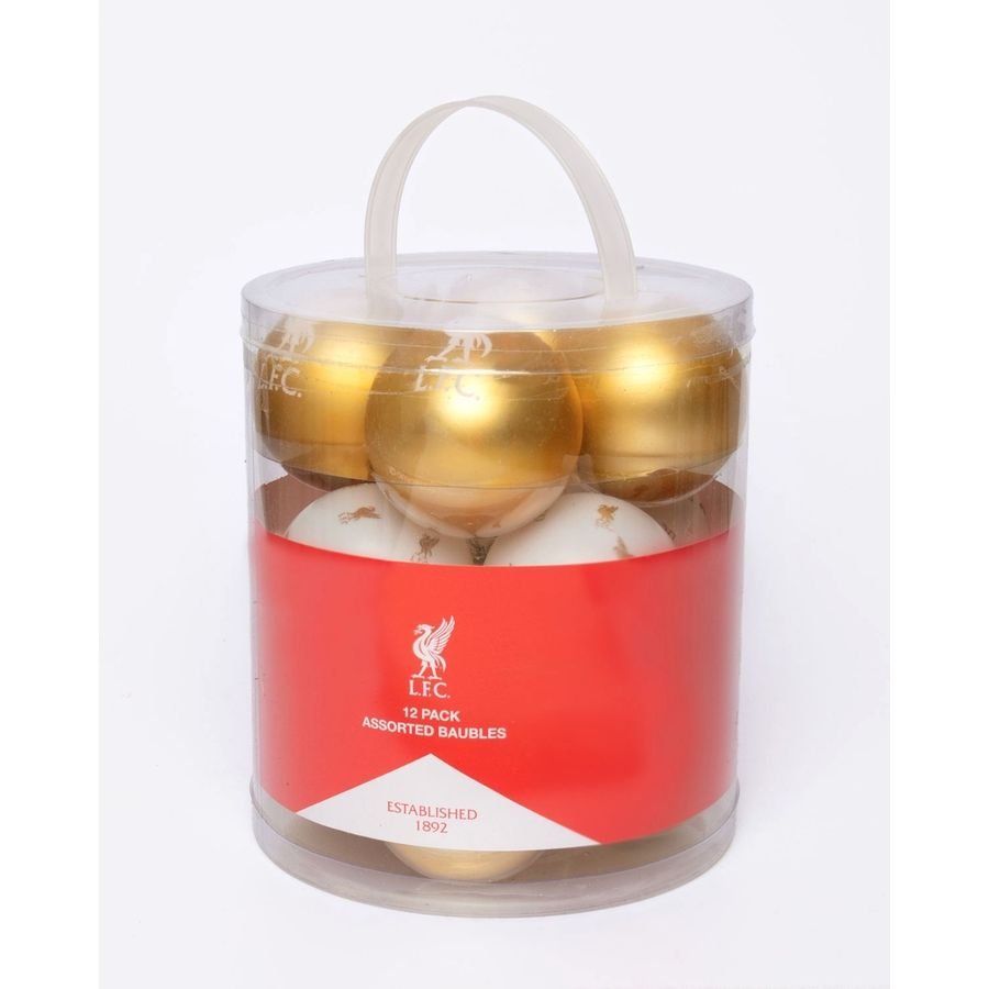 Liverpool Christmas Baubles 12-pack - White/Gold-SoccerKits Hub | Buy Soccer Jerseys Online